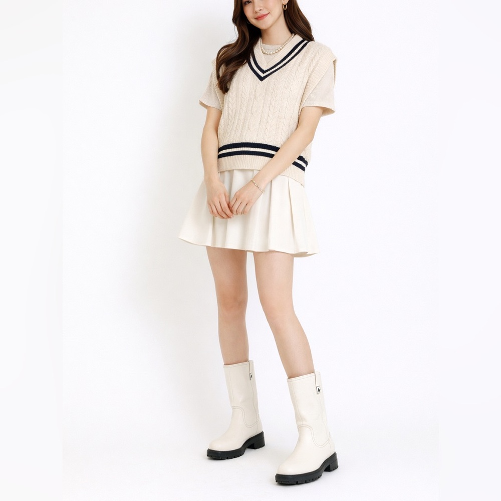 Aquatalia Lilah Leather Mid-Calf Boots Cream 7
